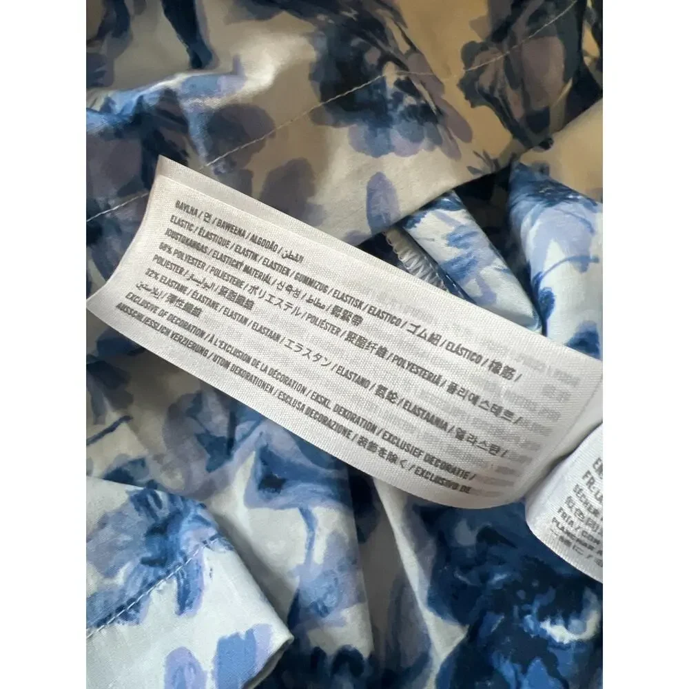 Abercrombie & Fitch Womens Blue Floral Smocked Puff Sleeve Fit & Flare Dress XST